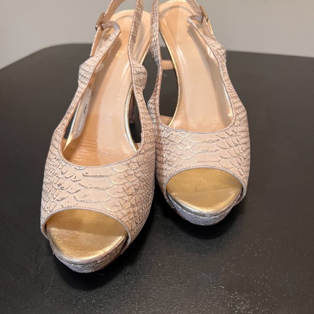 Kate Spade 7.5 Metallic Python Peep Toe - Picture 11 of 12
